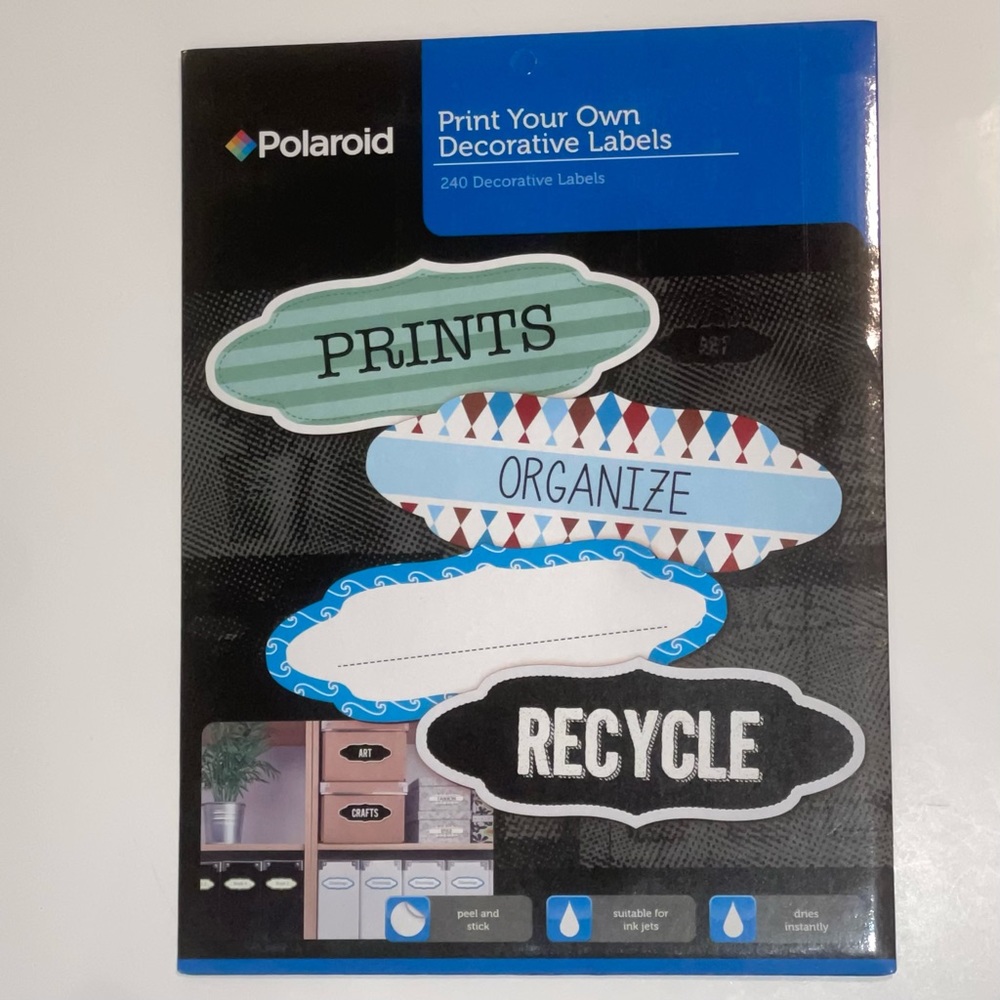 Polaroid Print Your Own Decorative Labels, 240 Labels. 30 Labels per Sheet.